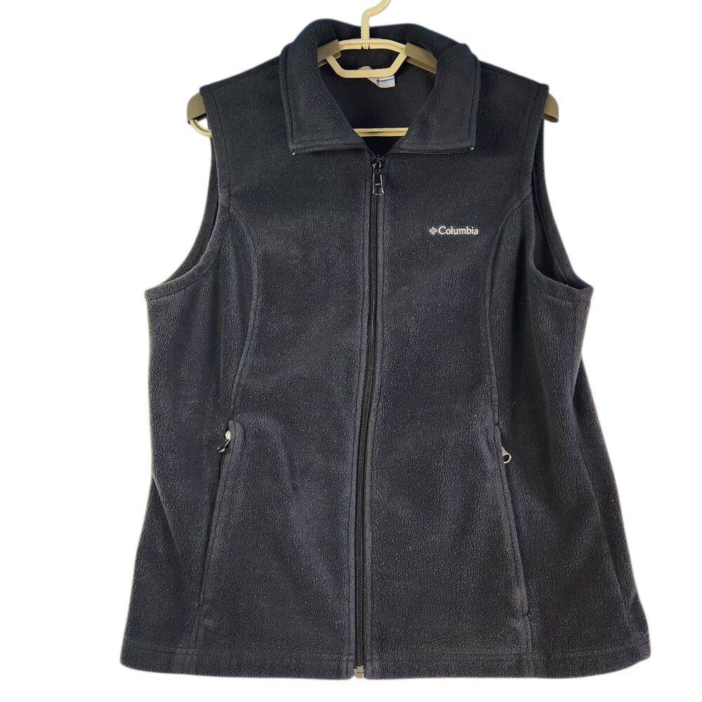 Columbia Sportswear Black Fleece Sleeveless Jacket Vest Womens Large Full Zip